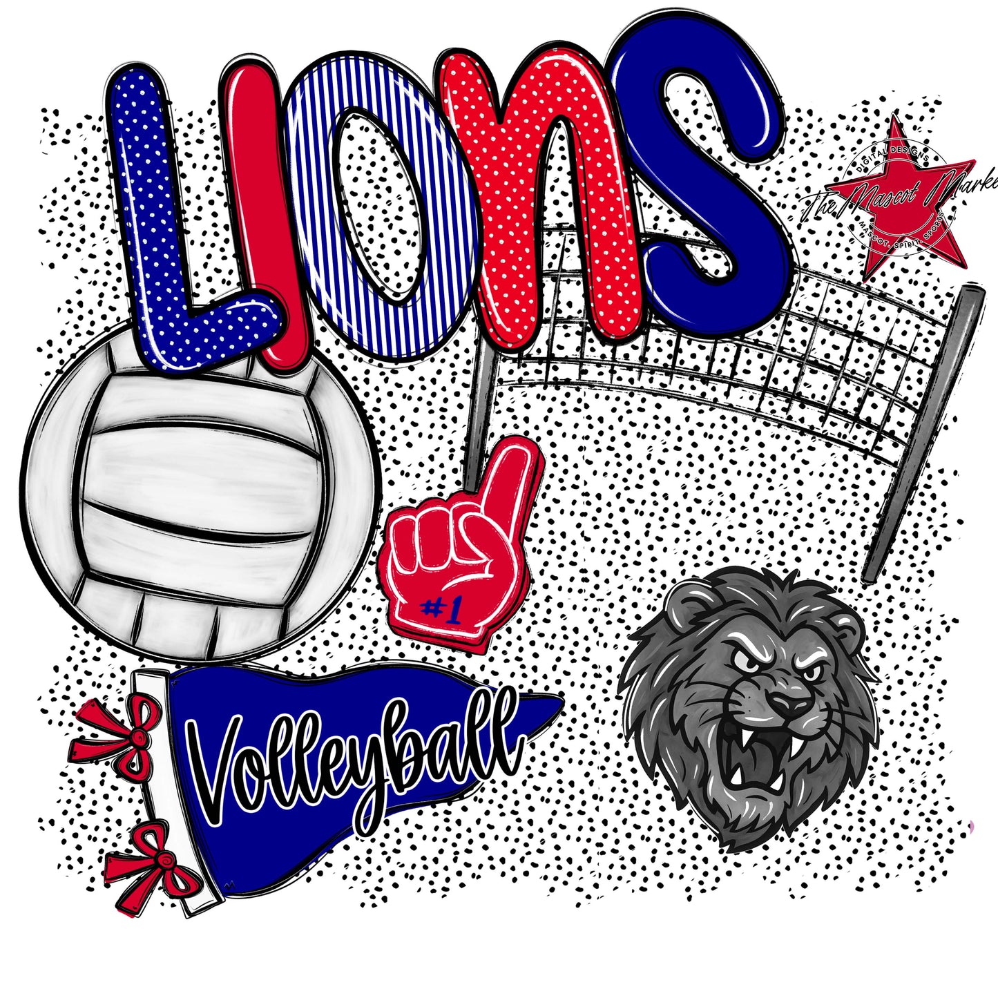 Lions Volleyball Spirit-Blue & Red