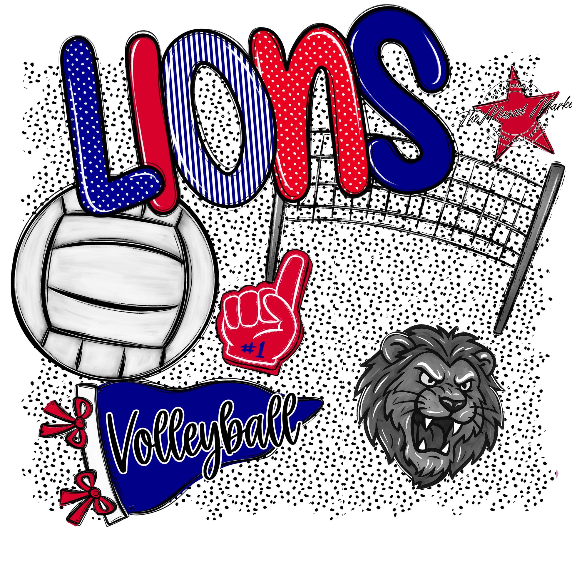 Lions Volleyball Spirit-Blue & Red