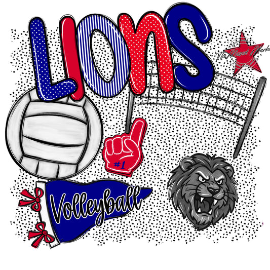 Lions Volleyball Spirit-Blue & Red