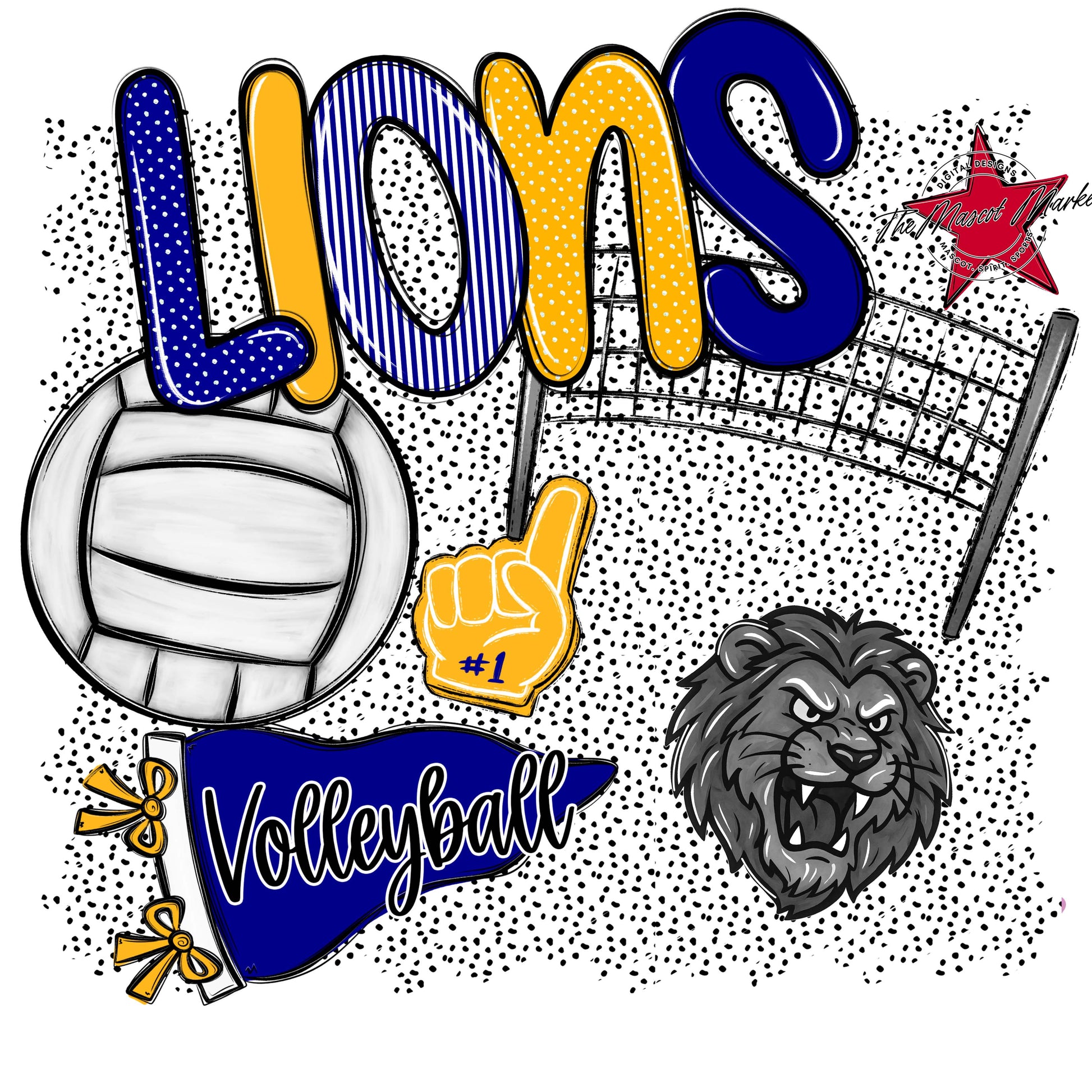 Lions Volleyball Spirit-Blue & Yellow
