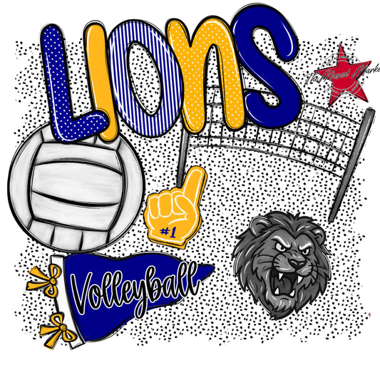 Lions Volleyball Spirit-Blue & Yellow