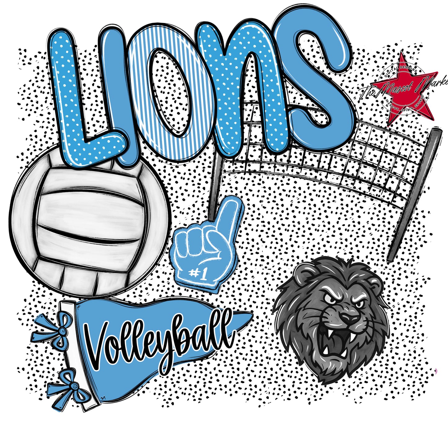 Lions Volleyball Spirit-Carolina Blue