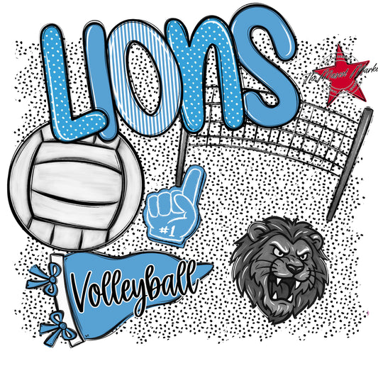 Lions Volleyball Spirit-Carolina Blue