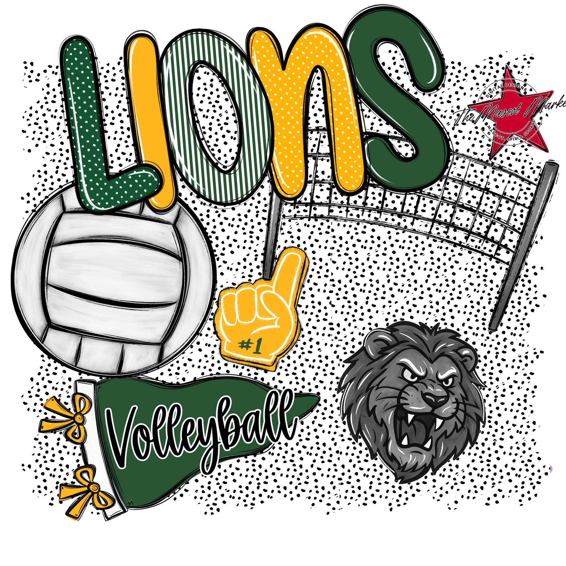 Lions Volleyball Spirit-Green & Yellow