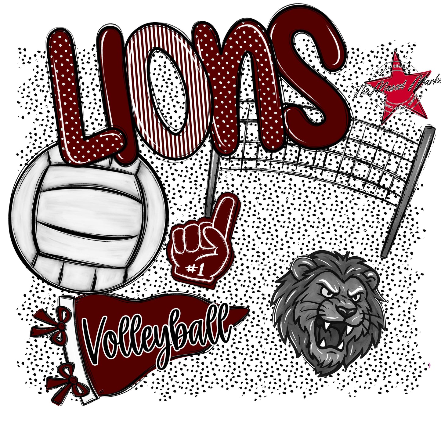 Lions Volleyball Spirit-Maroon