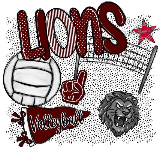 Lions Volleyball Spirit-Maroon