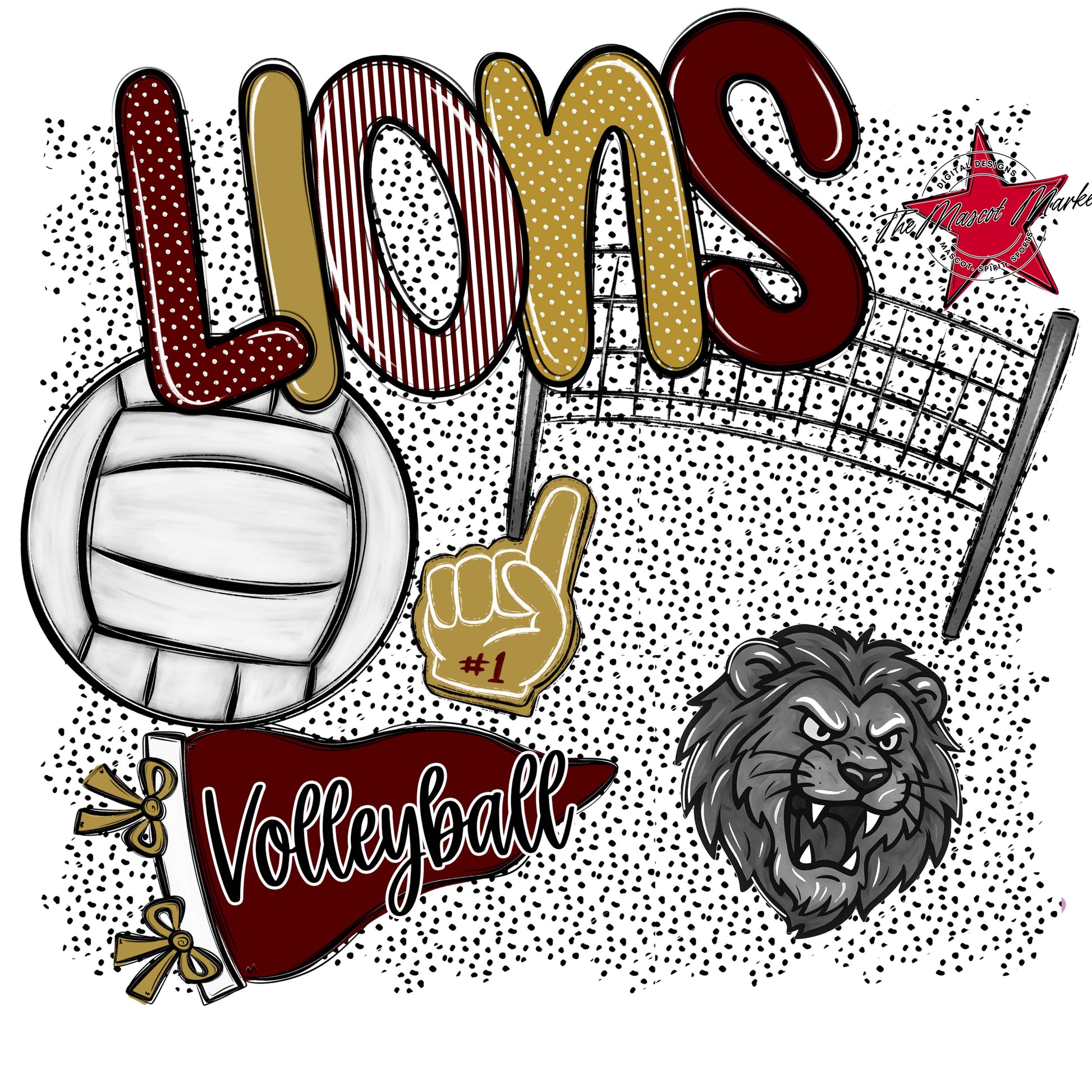 Lions Volleyball Spirit-Maroon & Gold