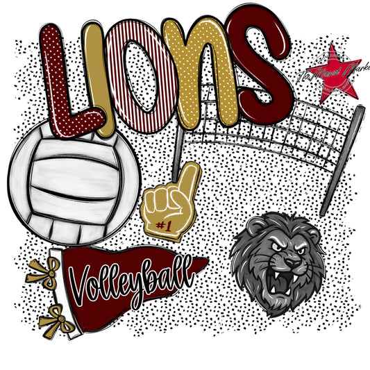 Lions Volleyball Spirit-Maroon & Gold