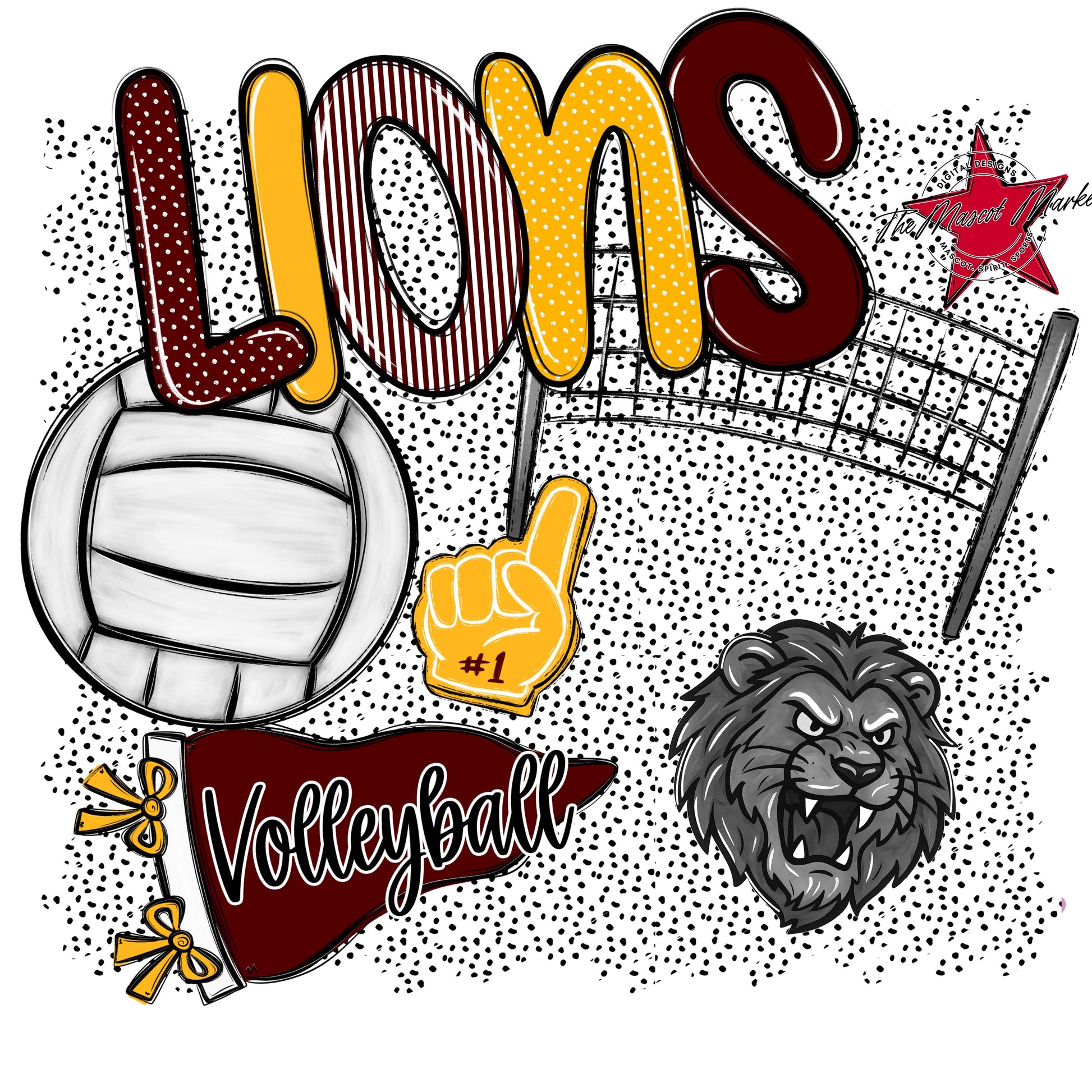 Lions Volleyball Spirit-Maroon & Yellow