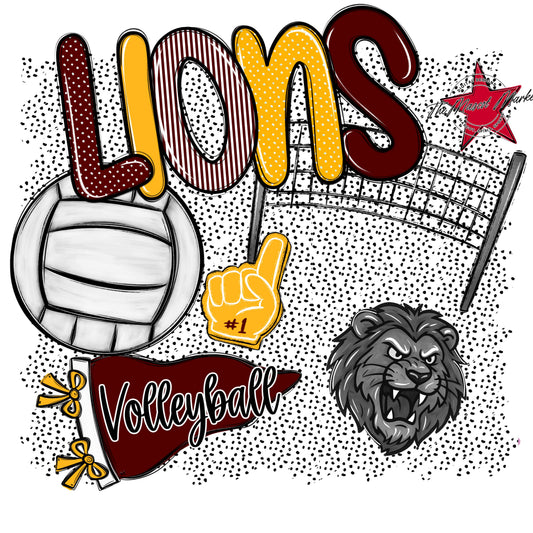 Lions Volleyball Spirit-Maroon & Yellow