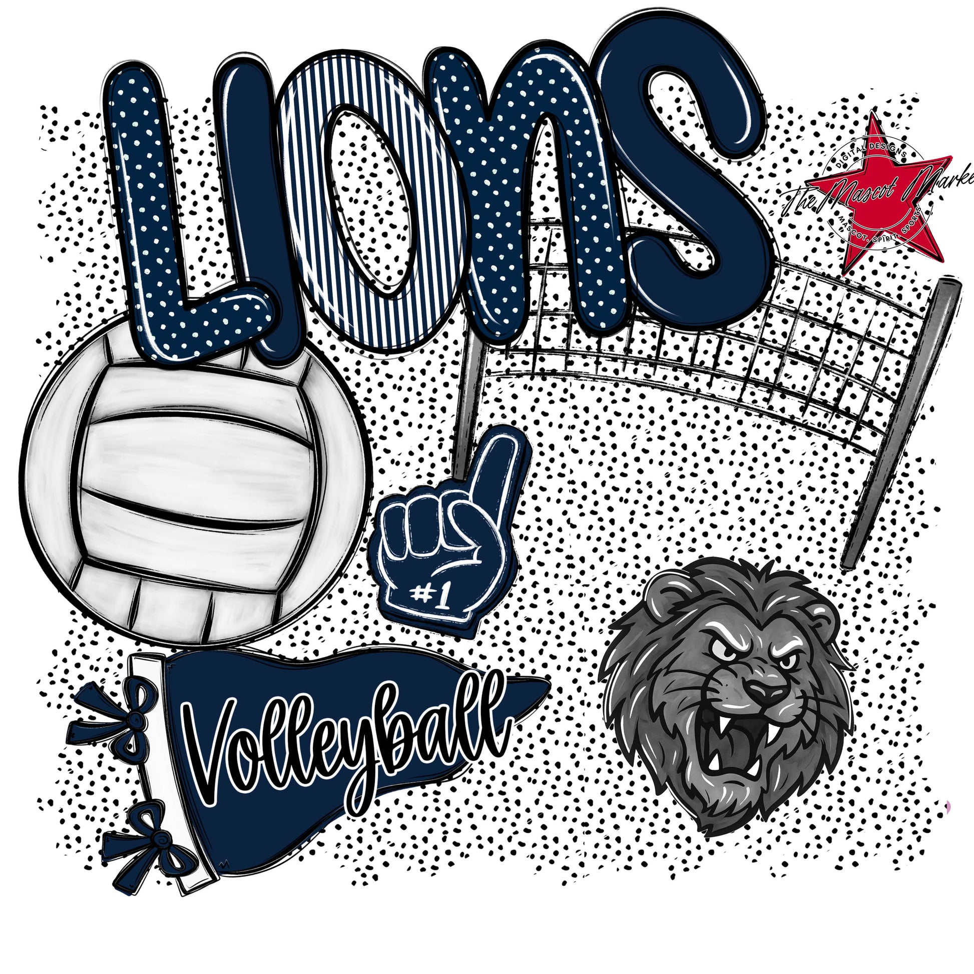 Lions Volleyball Spirit-Navy