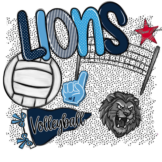 Lions Volleyball Spirit-Navy & Carolina Blue