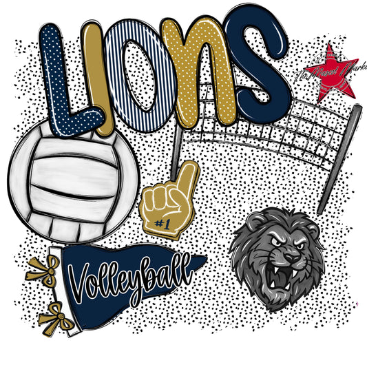 Lions Volleyball Spirit-Navy & Gold