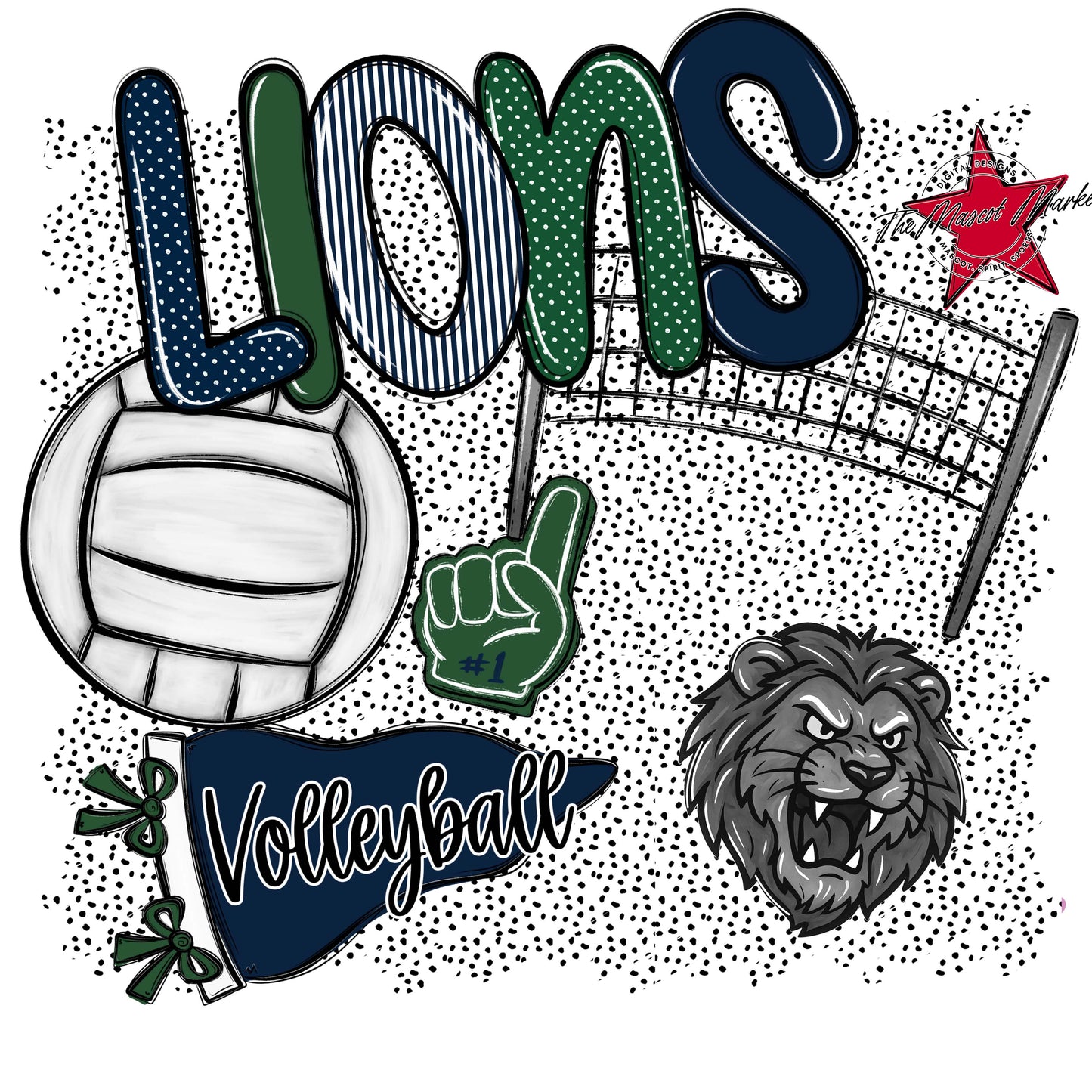 Lions Volleyball Spirit-Navy & Green