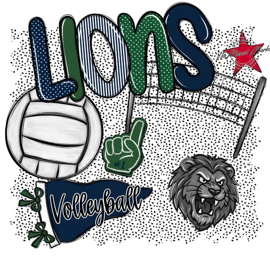 Lions Volleyball Spirit-Navy & Green
