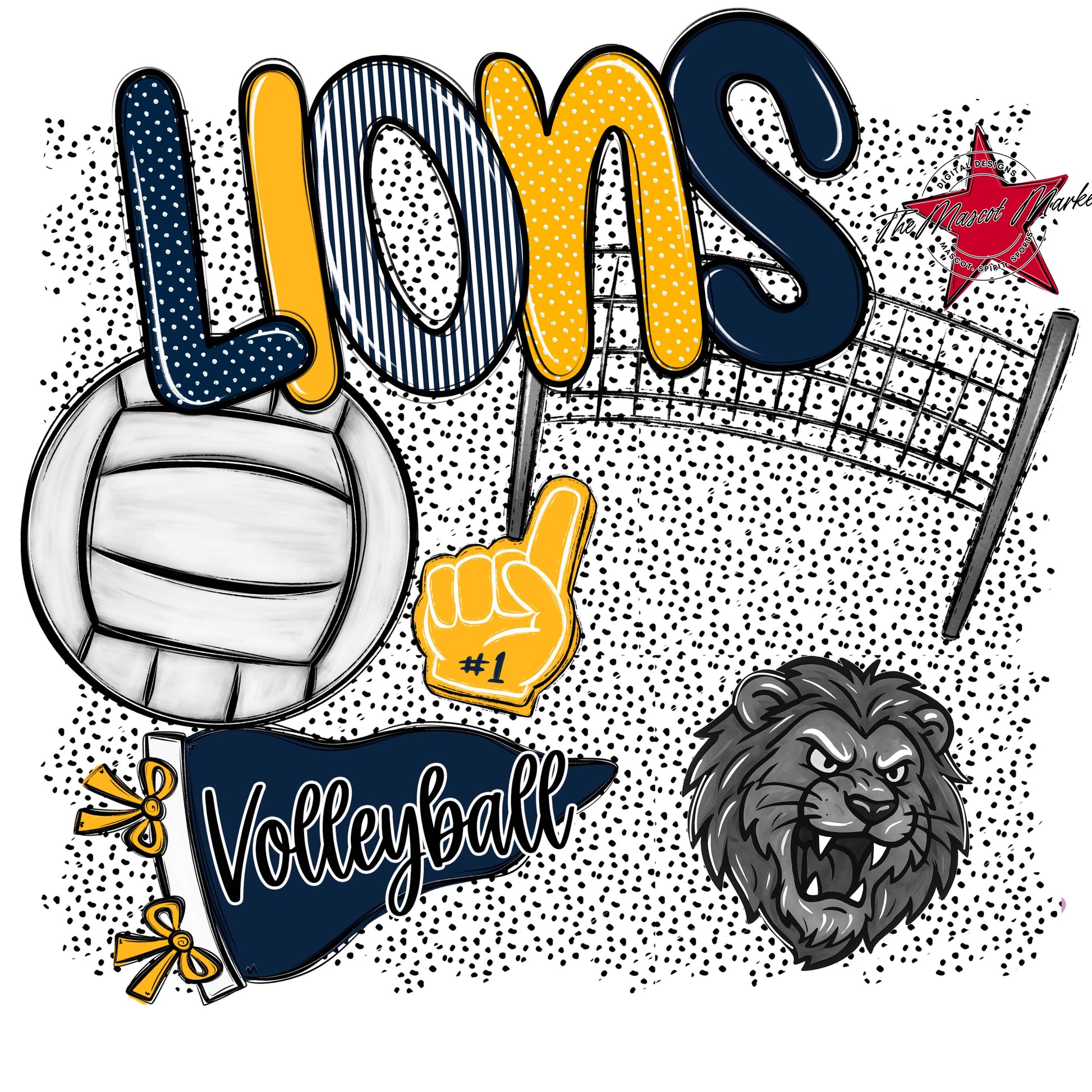 Lions Volleyball Spirit-Navy & Yellow