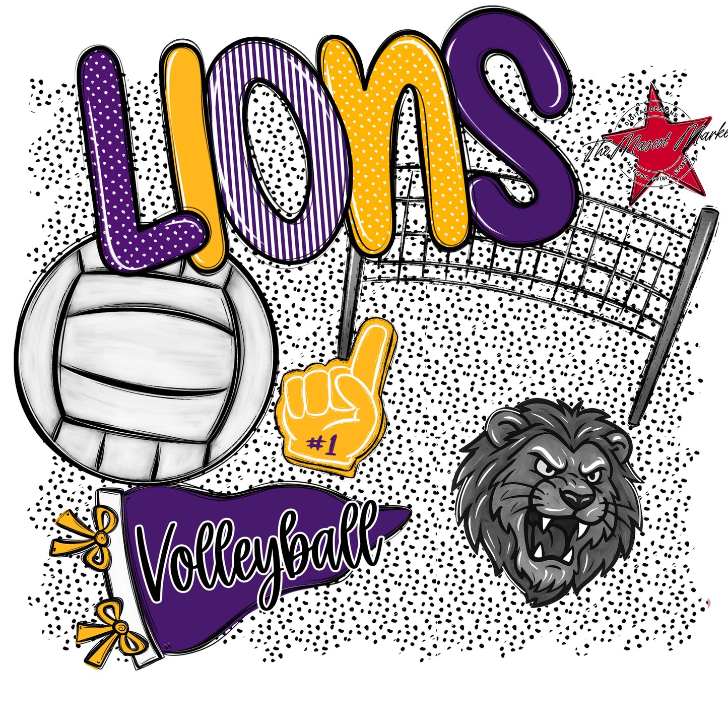 Lions Volleyball Spirit-Purple & Yellow
