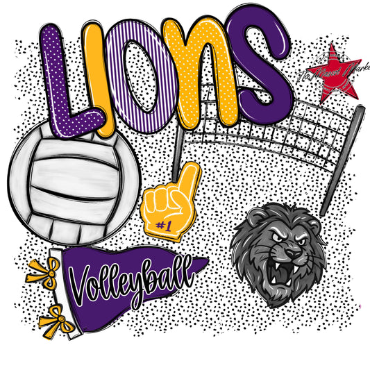 Lions Volleyball Spirit-Purple & Yellow