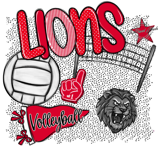Lions Volleyball Spirit-Red