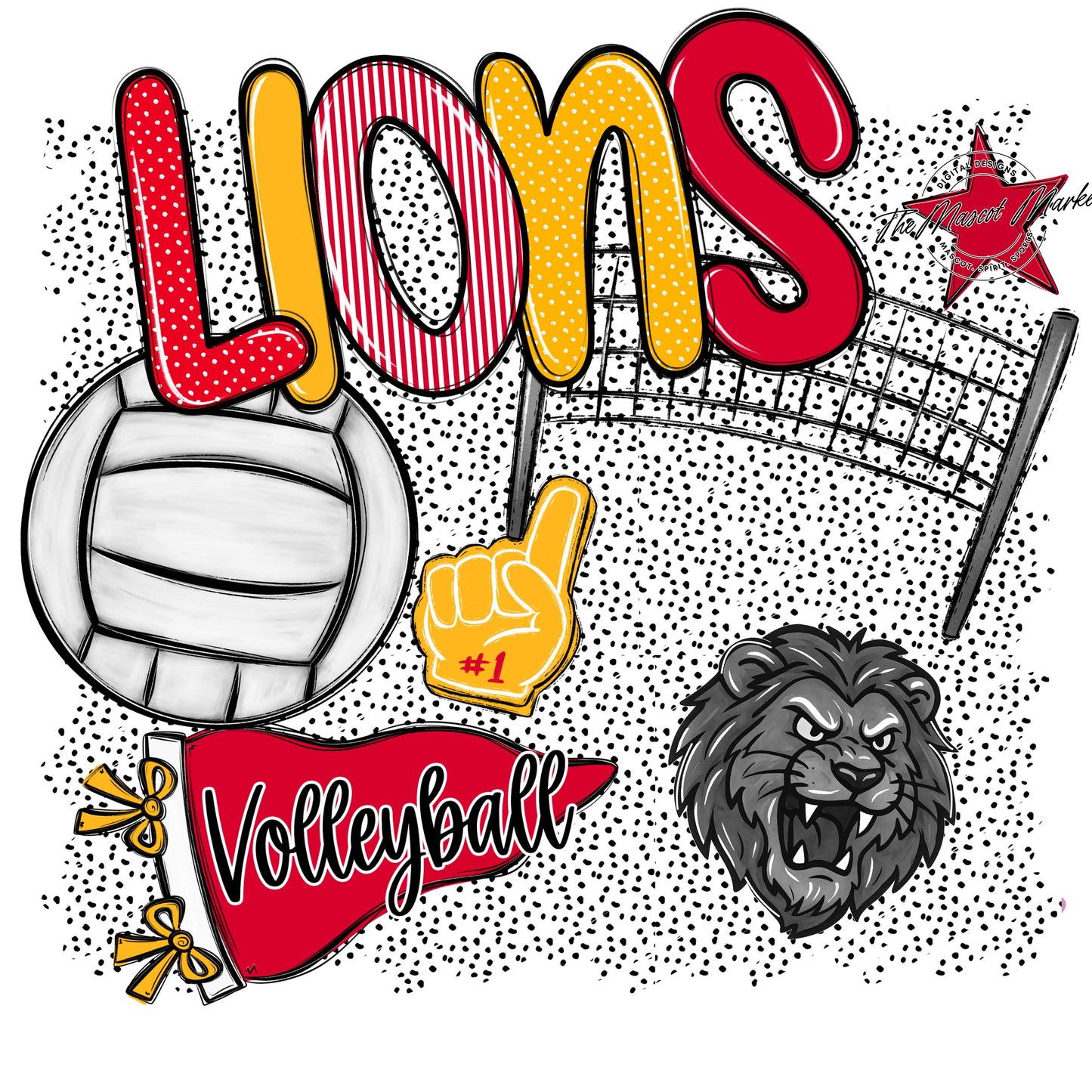 Lions Volleyball Spirit-Red & Yellow