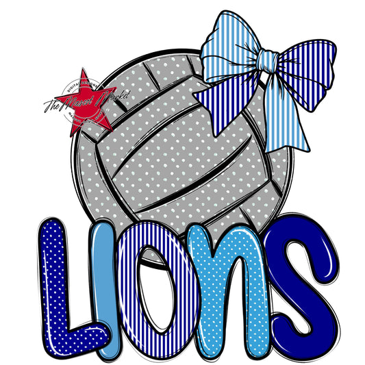 Lions Volleyball Spirit Design-Blue & Carolina Blue