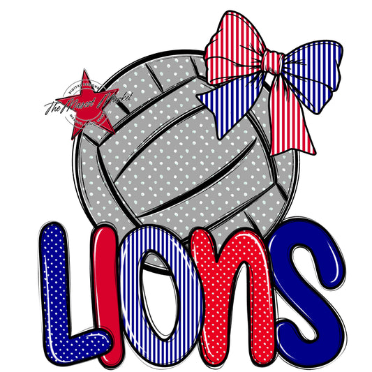 Lions Volleyball Spirit Design-Blue & Red