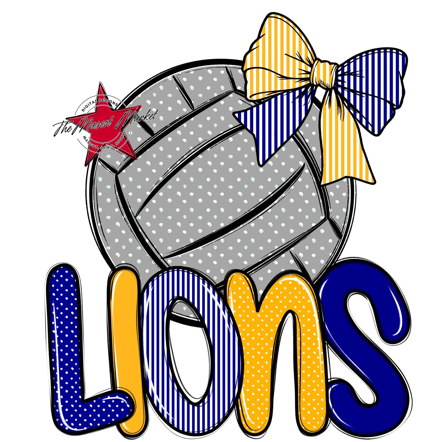 Lions Volleyball Spirit Design-Blue & Yellow
