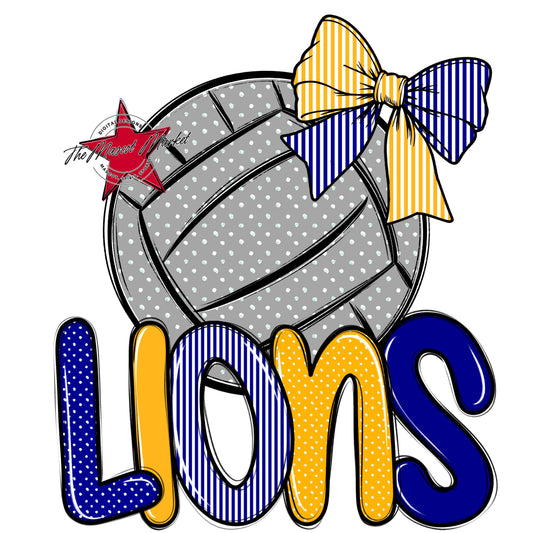 Lions Volleyball Spirit Design-Blue & Yellow