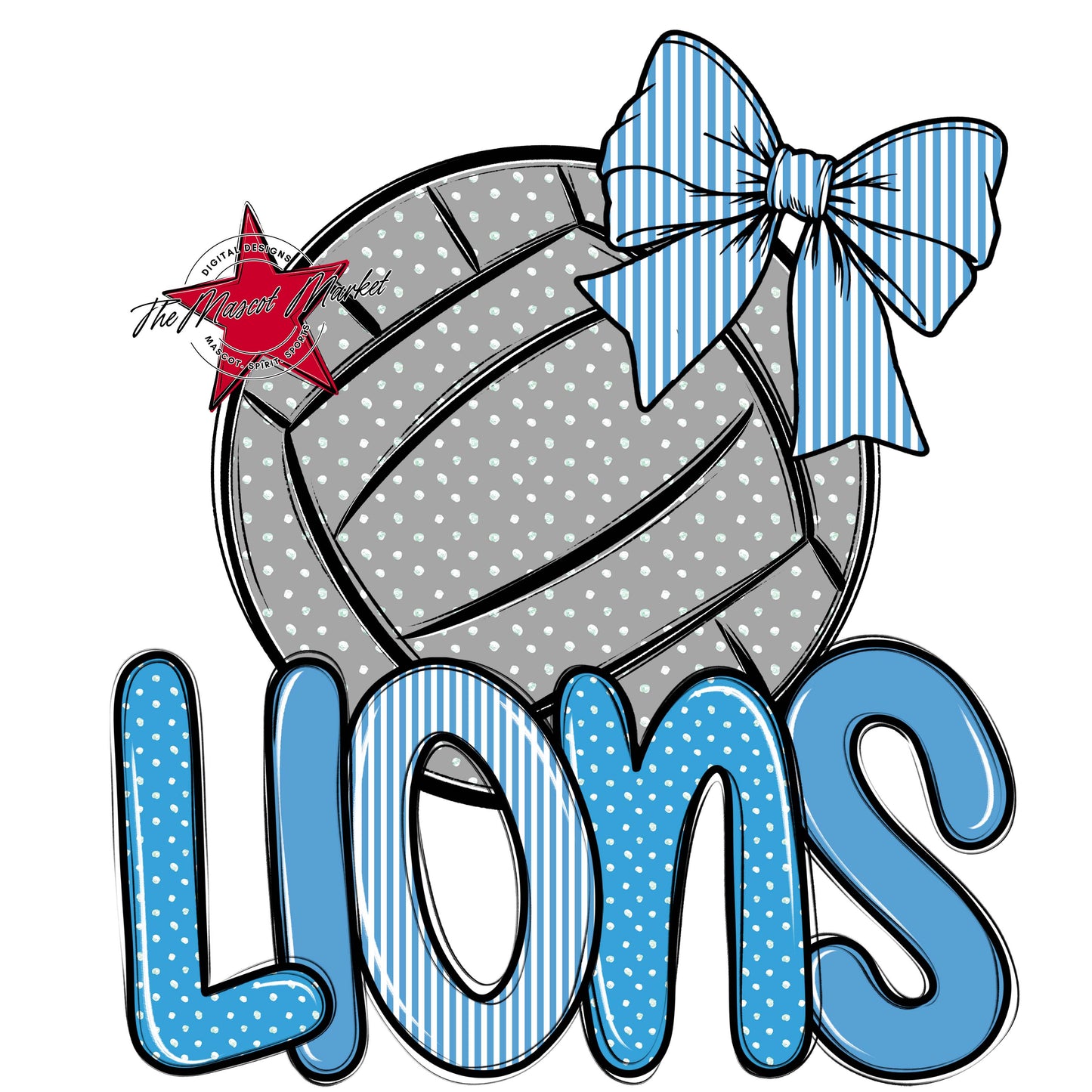 Lions Volleyball Spirit Design-Carolina Blue