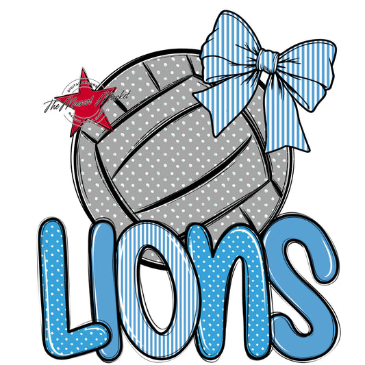 Lions Volleyball Spirit Design-Carolina Blue