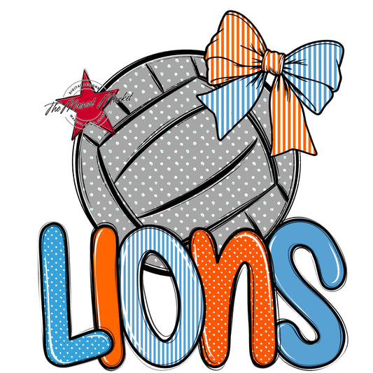 Lions Volleyball Spirit Design-Carolina Blue & Orange