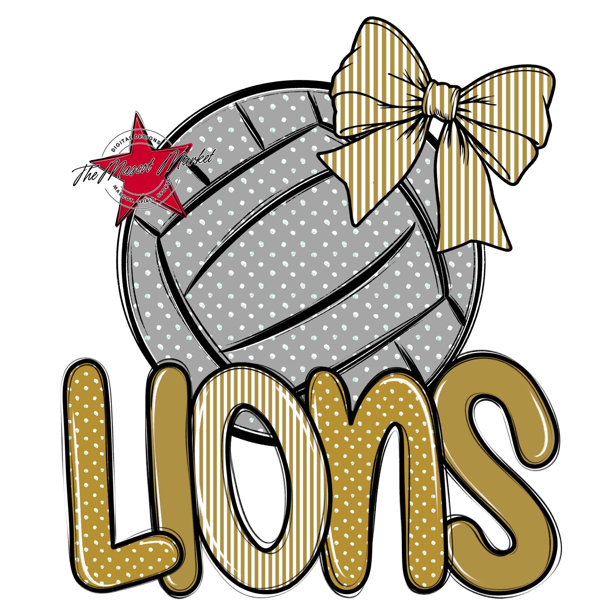 Lions Volleyball Spirit Design-Gold