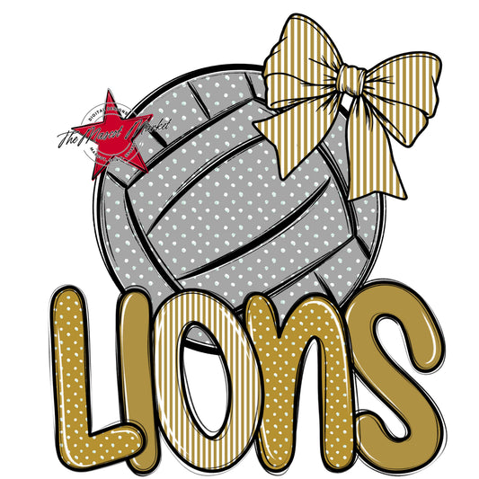 Lions Volleyball Spirit Design-Gold