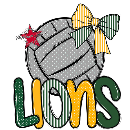 Lions Volleyball Spirit Design-Green & Yellow