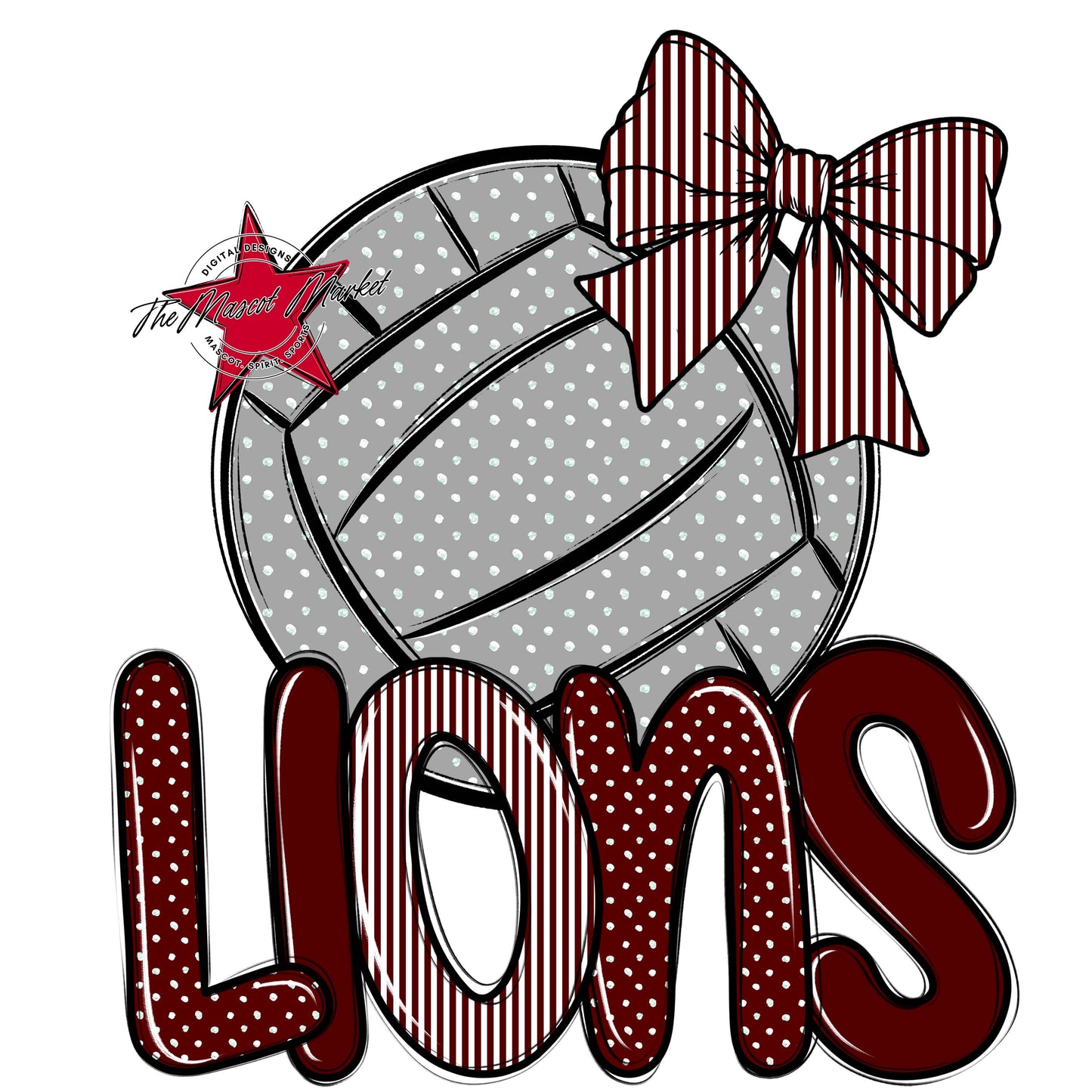 Lions Volleyball Spirit Design-Maroon