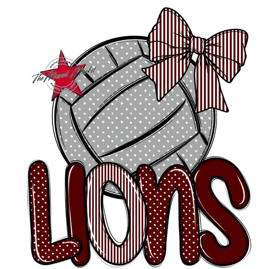 Lions Volleyball Spirit Design-Maroon