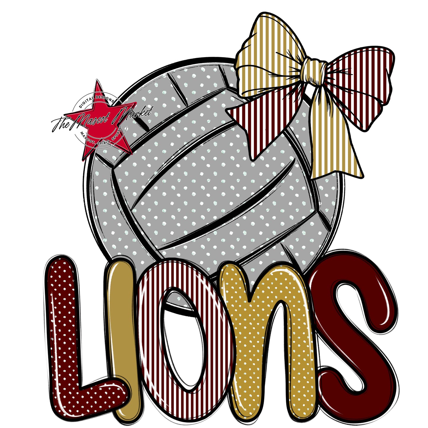 Lions Volleyball Spirit Design-Maroon & Gold
