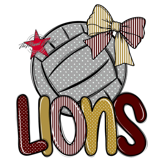 Lions Volleyball Spirit Design-Maroon & Gold