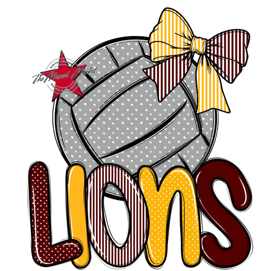 Lions Volleyball Spirit Design-Maroon & Yellow