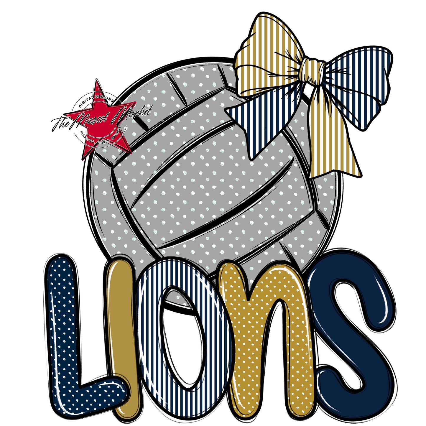 Lions Volleyball Spirit Design-Navy & Gold