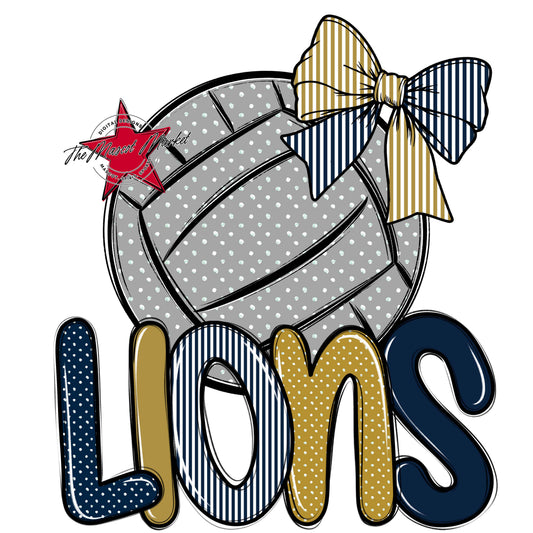 Lions Volleyball Spirit Design-Navy & Gold