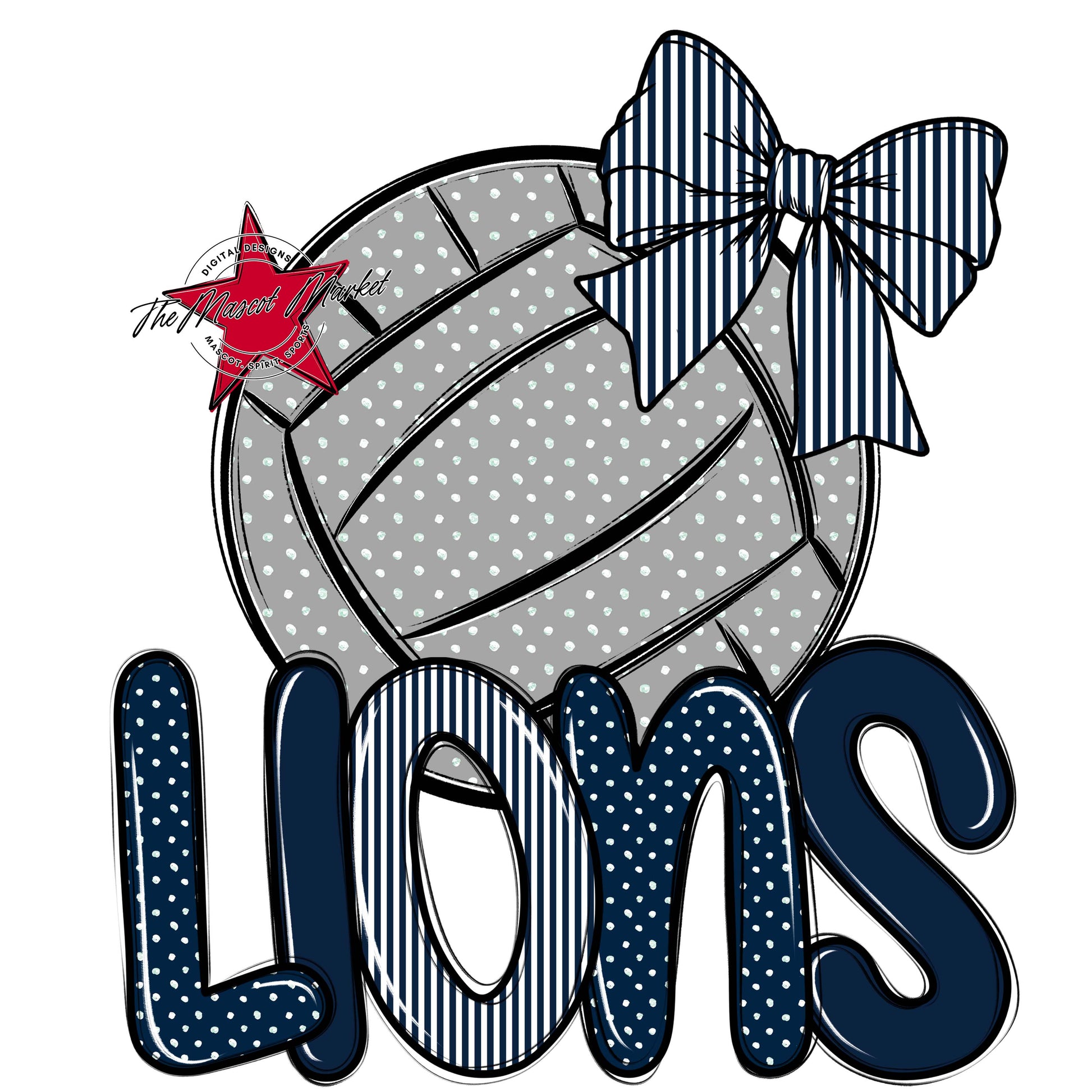Lions Volleyball Spirit Design-Navy
