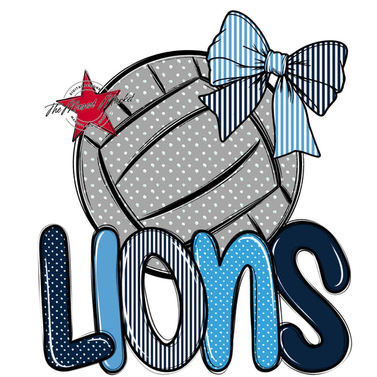 Lions Volleyball Spirit Design-Navy & Carolina Blue