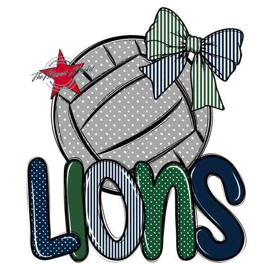 Lions Volleyball Spirit Design-Navy & Green
