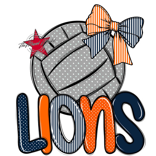 Lions Volleyball Spirit Design-Navy & Orange