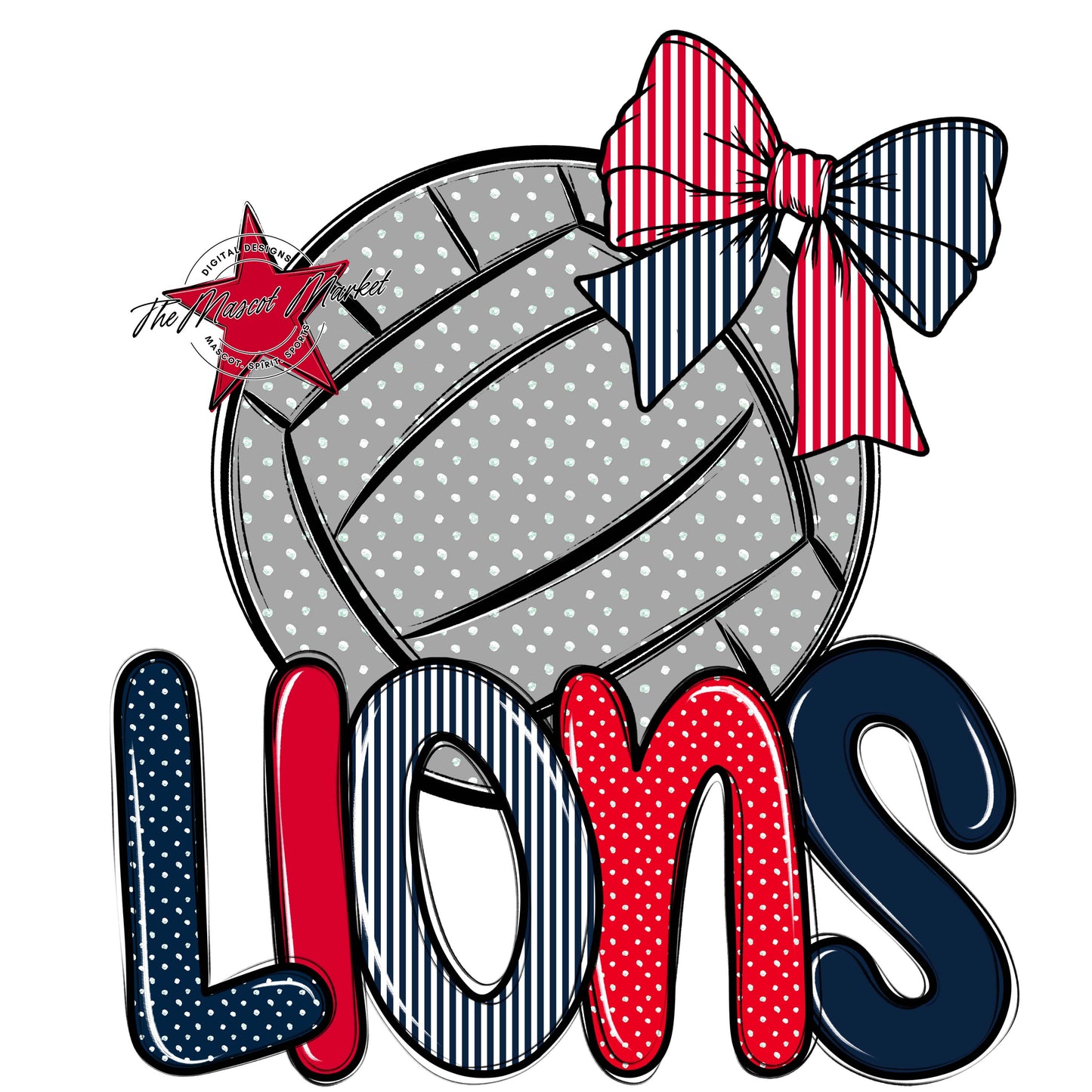 Lions Volleyball Spirit Design-Navy & Red