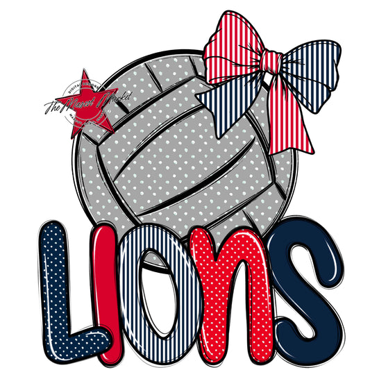 Lions Volleyball Spirit Design-Navy & Red