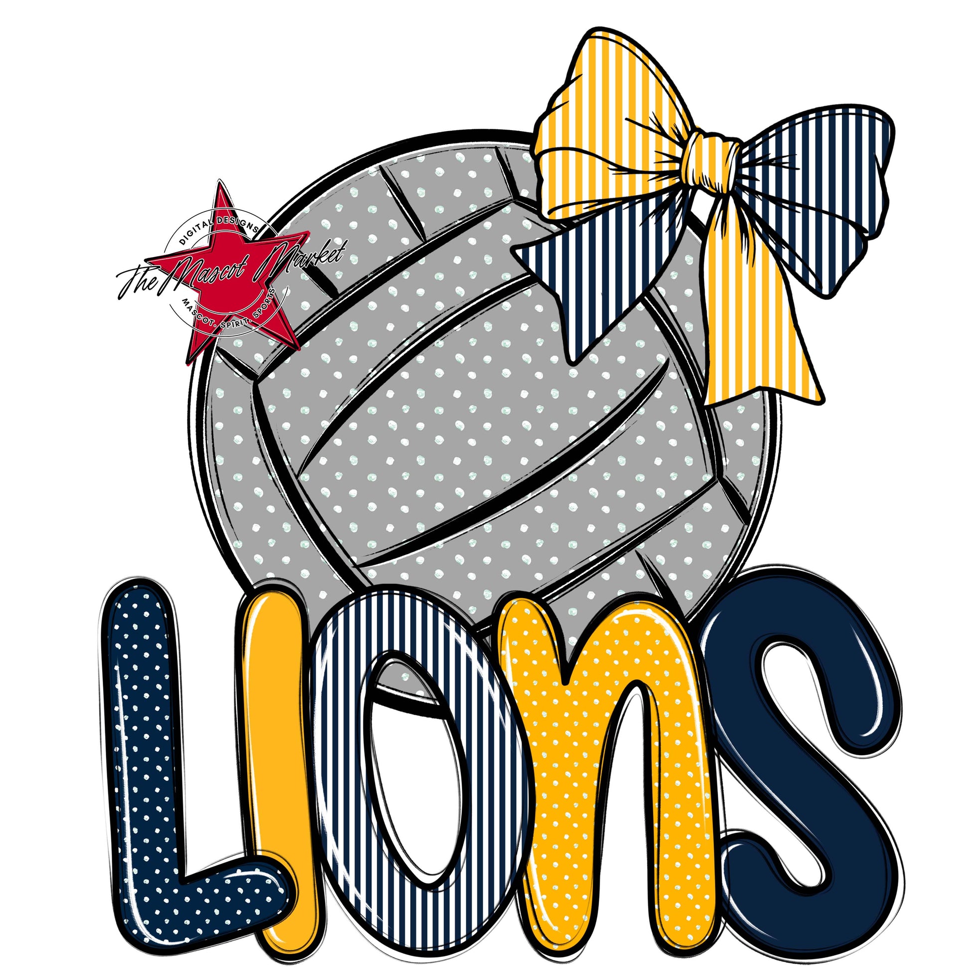Lions Volleyball Spirit Design-Navy & Yellow