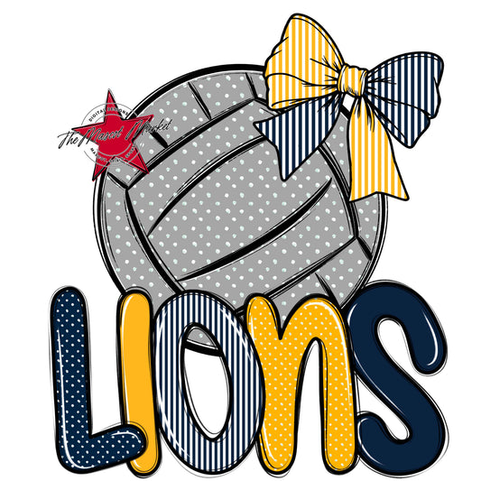 Lions Volleyball Spirit Design-Navy & Yellow