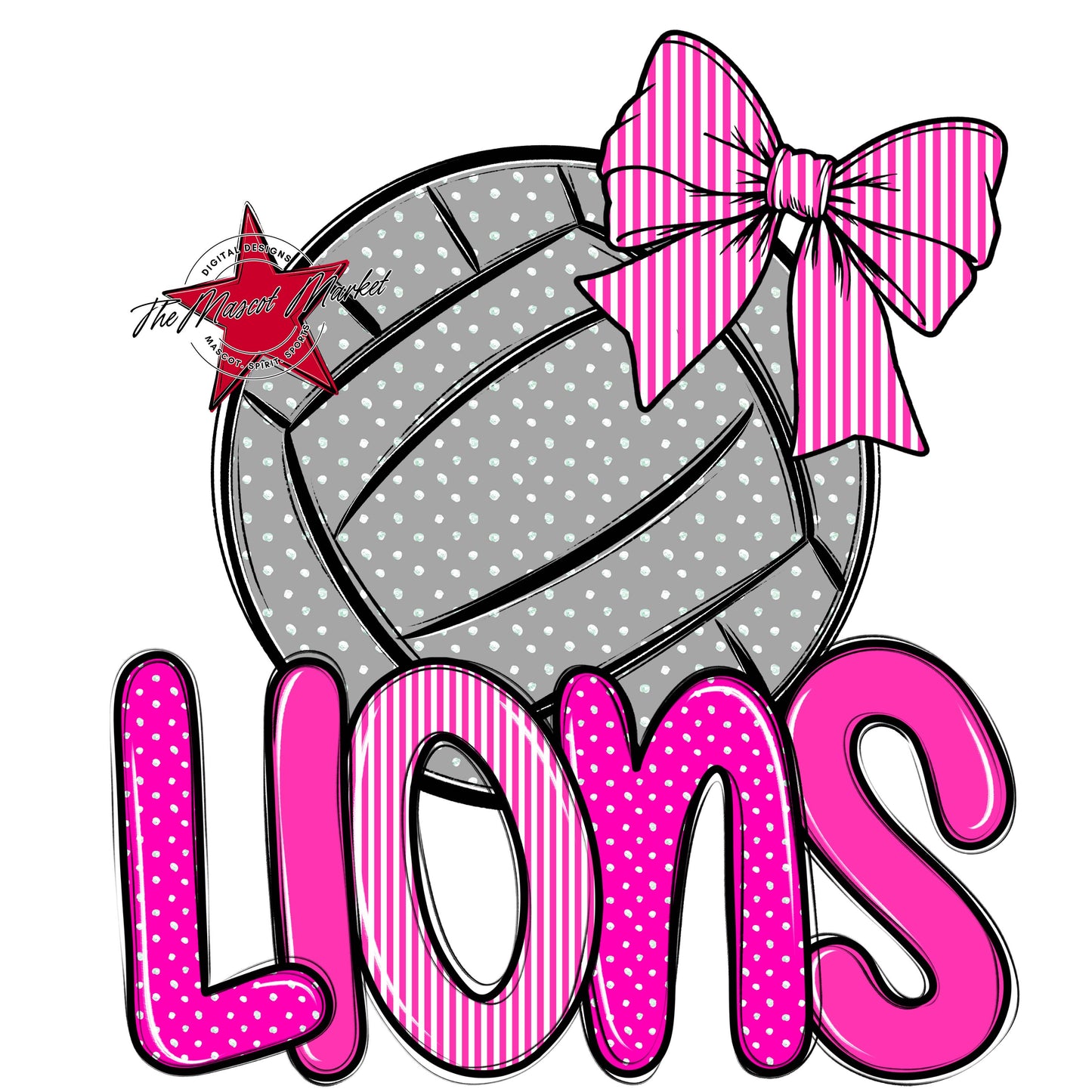 Lions Volleyball Spirit Design-Pink